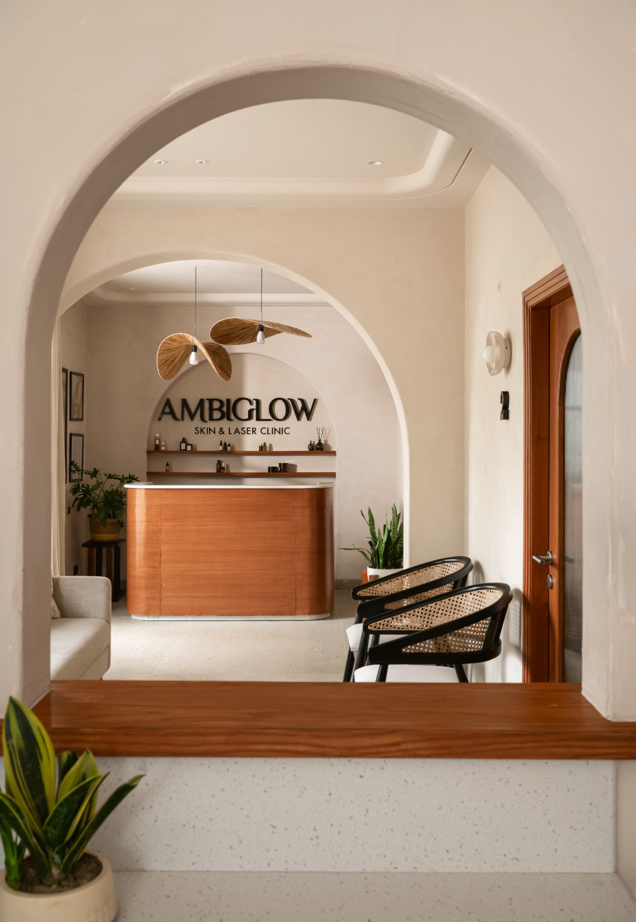 Reception viewed through the arch