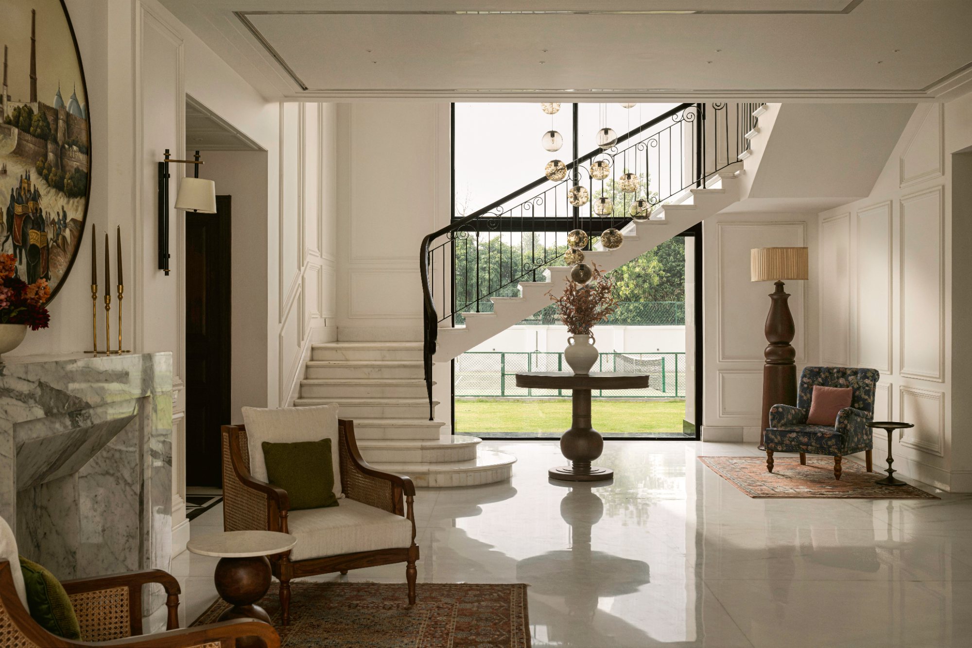 Cascade of glass globe pendant lights